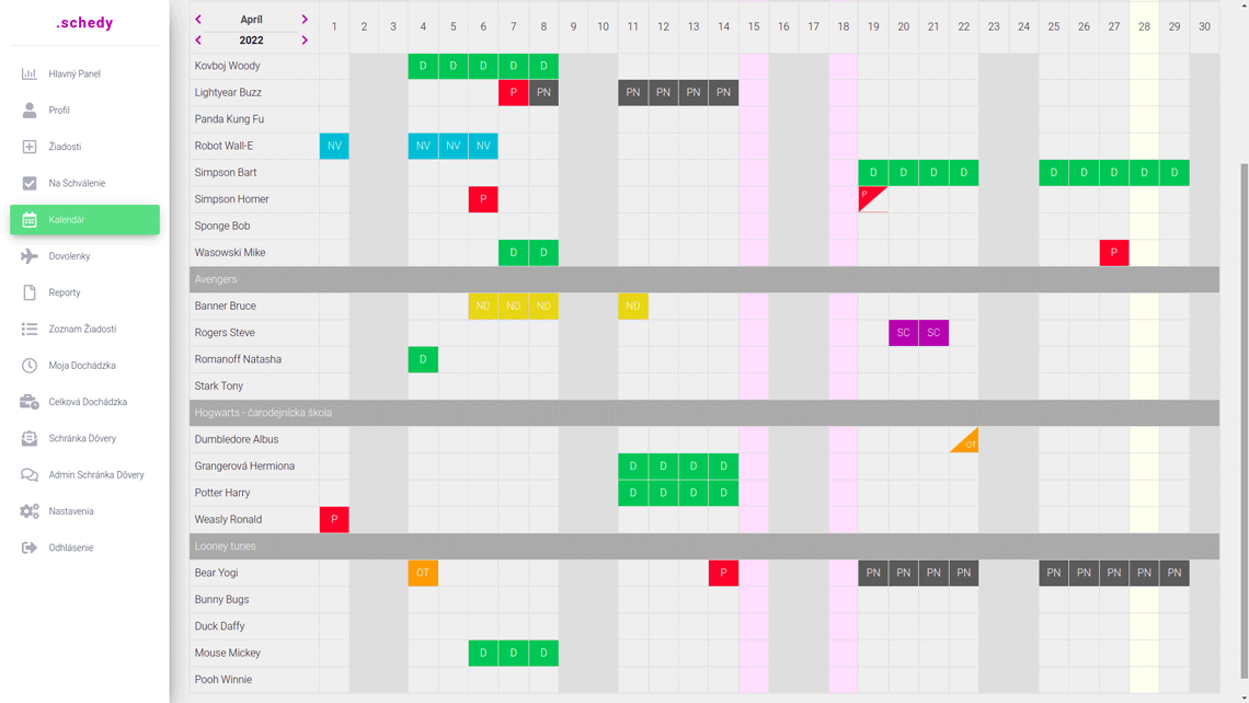 Schvaľovanie dovoleniek