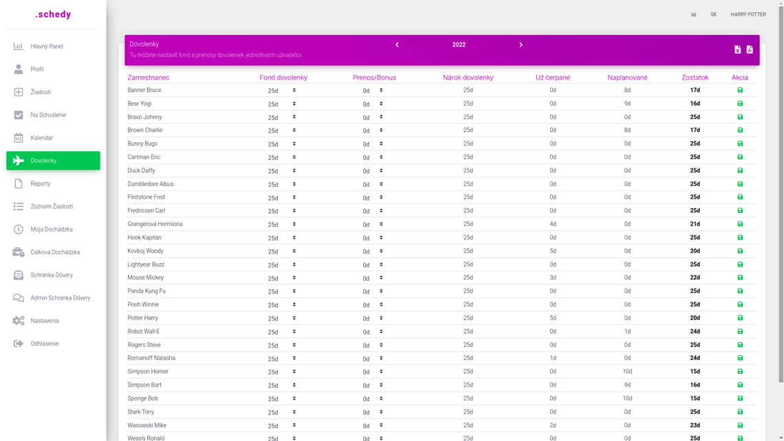 Schvaľovanie dovoleniek