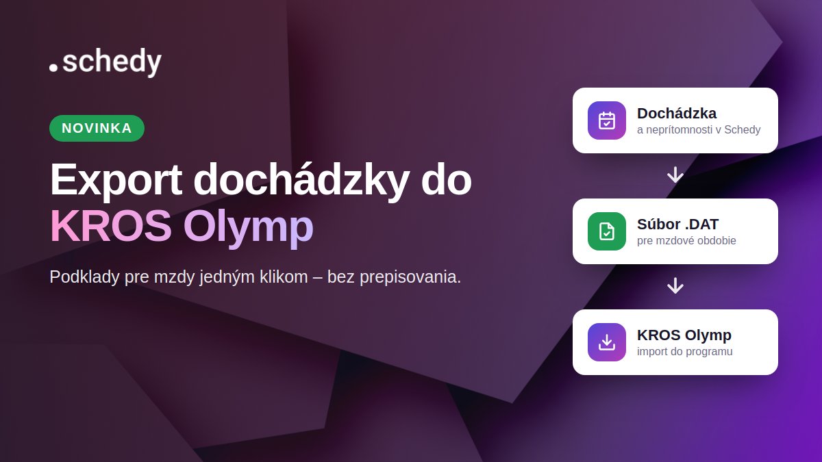 Nové: Export dochádzky do mzdového programu KROS Olymp